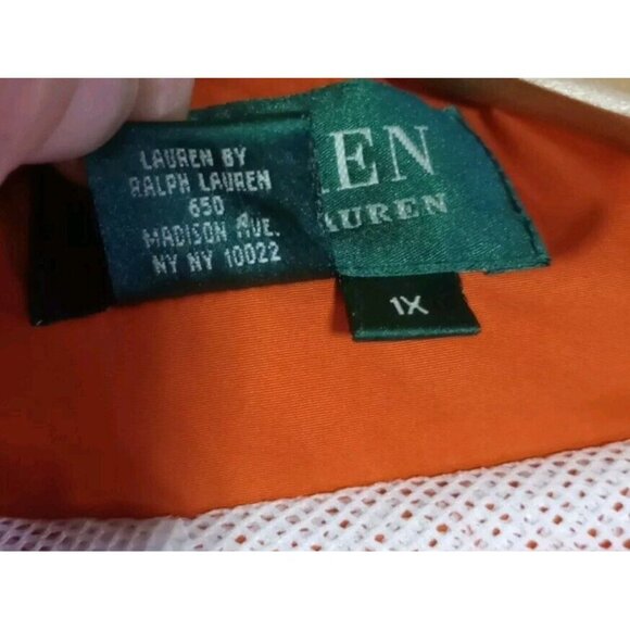 Lauren Ralph Lauren Womens Size 1X Orange Windbreaker Jacket Stowable Hood EUC - Picture 5 of 13